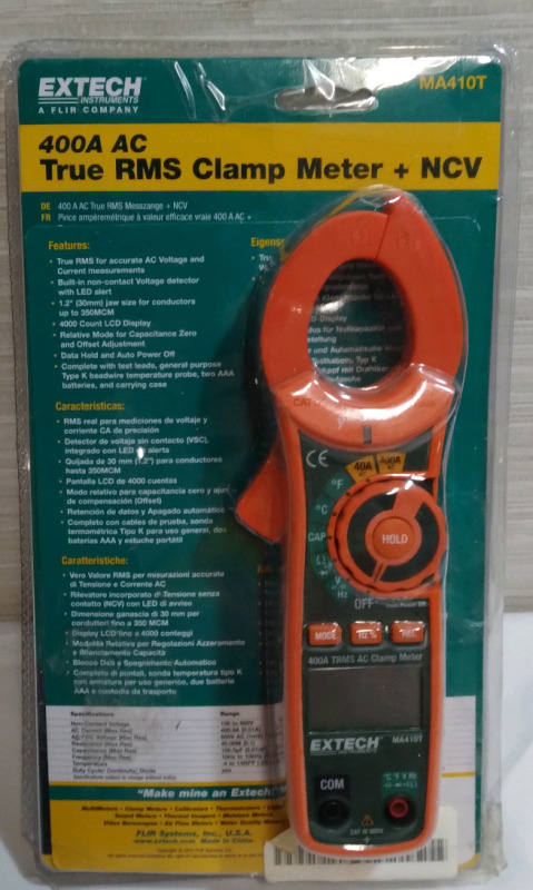 New Extech 400A AC True RMS Clamp Meter + NCV