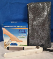 3 Pcs | Find Back Callus Remover With Built In Vaccum | Conair Infinity Pro Hair Straightener | & A Sparkly Grey Penicl Case To Hold The Hair Straightener