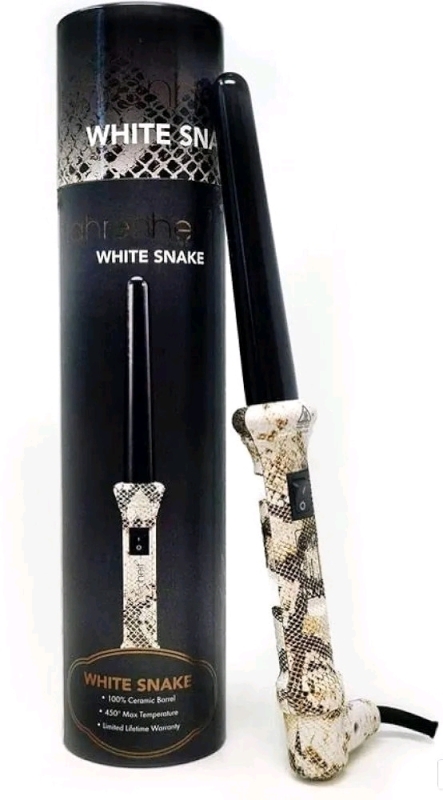 New Fahrenheit Hair Care White Snake 1" Tourmaline Infused Ceramic Barrel Curling Wand