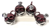 4 Vintage Off-set Amethyst Glass Chrome Wrapped Salt & Pepper Shakers | Made in Japan | 2" Tall ea