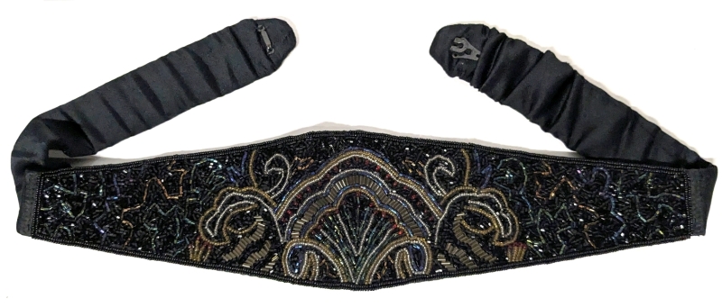 Gorgeous Vintage Henry Birks Beaded Dynasty-Style Belt | 3.75" at Widest x 33.25" Long