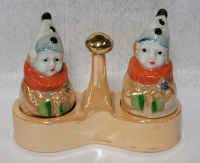 Chikaramachi Porcelain Lusterware Clown Salt & Pepper Shakers , Made in Japan