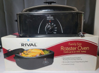 Rival Family Size Roaster Oven w/Box , Cooks up to an 18lb. Turkey . Tested has Power , Not Tested Beyond Power Up