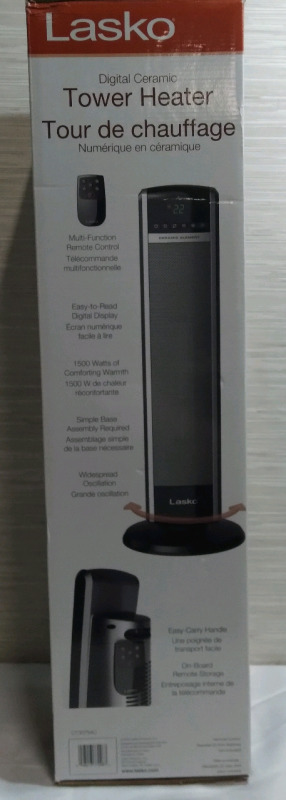 New Lasko Digital Ceramic Tower Heater 31x5"