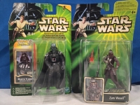 2 Vintage Sealed | Starwars Attack Of The Clones Action Figures | Zam Wesell 4" Tall | Darth Vader: Emperor's Wrath 4.5" Tall