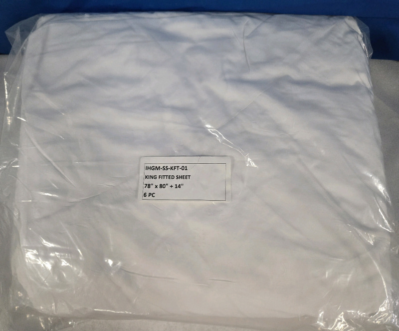 New Pack Of 6 | IHG Hotel T210 White King Fitted Sheets 78" x 80 + 14" | Model# IHGM-SS-KFT-01 | * Retails For $130+ As Seen On Ebay *