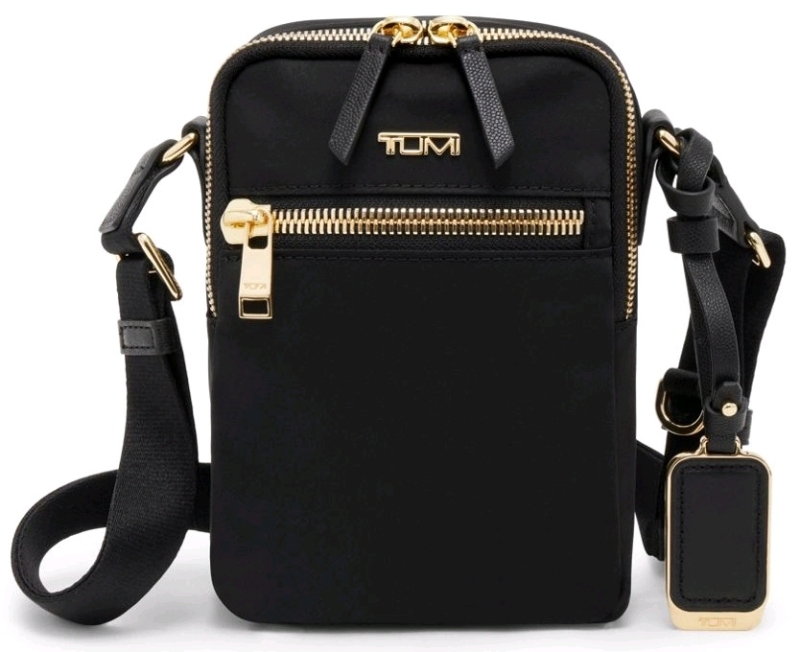 New TUMI Voyageur Persia Crossbody Purse (Black/Gold) | 19.0cm X 13.3cm X 5.0cm | Retails for $255!