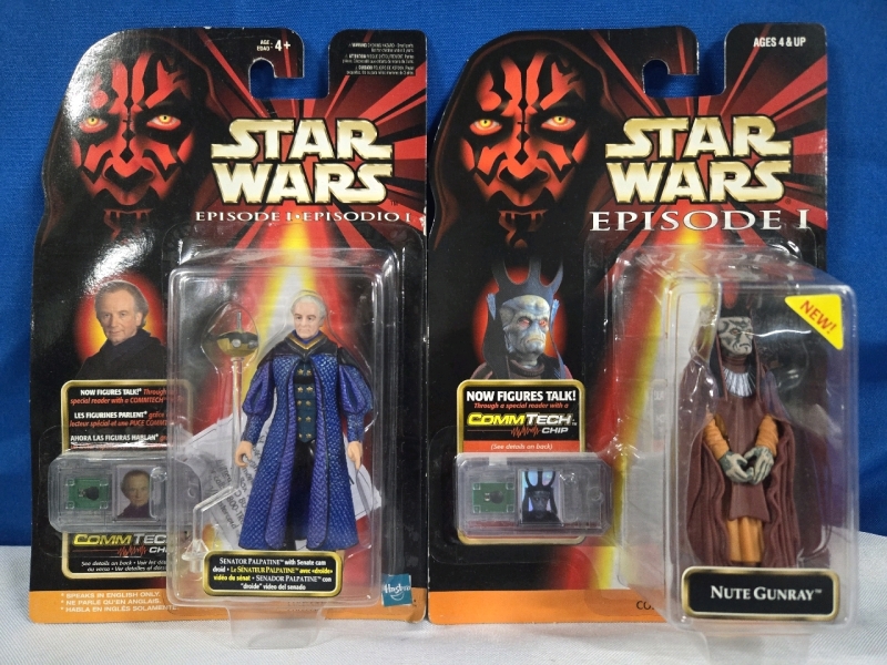 2 New Vintage Sealed | Star Wars Episode 1 Action Figures With Comm Tech Chips For Voice Activation | Senator Palpatine 4" Tall | Nute Gunray 4" Tall