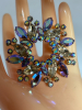 Stunning Sherman Aurora Borealis Wreath Brooch 18 Stamens Large Signed - 4