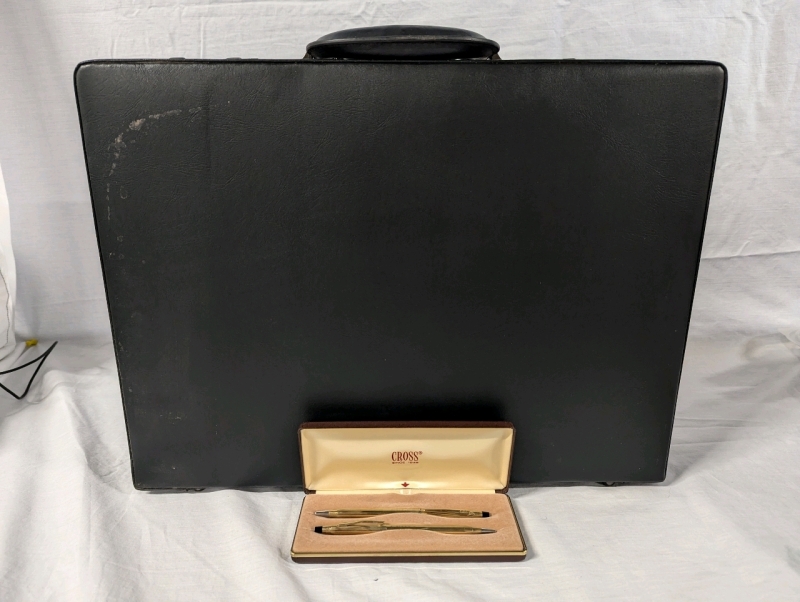 Bugatti Expandable Attaché Case. & Cross 10k Gold Filled Writing Set.