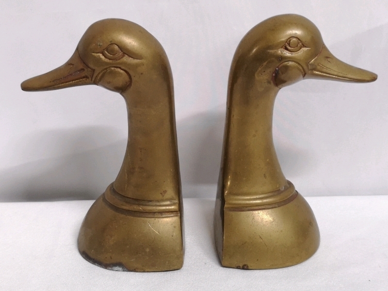 Brass Duck Book Ends 6.5" Tall