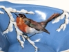 Gorgeous RS Tillowitz Sitesia Winter Scene w Robin & Goldfinch Footed Bowl | 9.25" x 6.75" x 3.5" Tall - 2