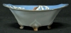 Gorgeous RS Tillowitz Sitesia Winter Scene w Robin & Goldfinch Footed Bowl | 9.25" x 6.75" x 3.5" Tall - 4