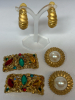 DOR Pat Pending Rhinestone Shoe Clips Signed Pearl Burst Earrings Stylish Wide Hoops - 3
