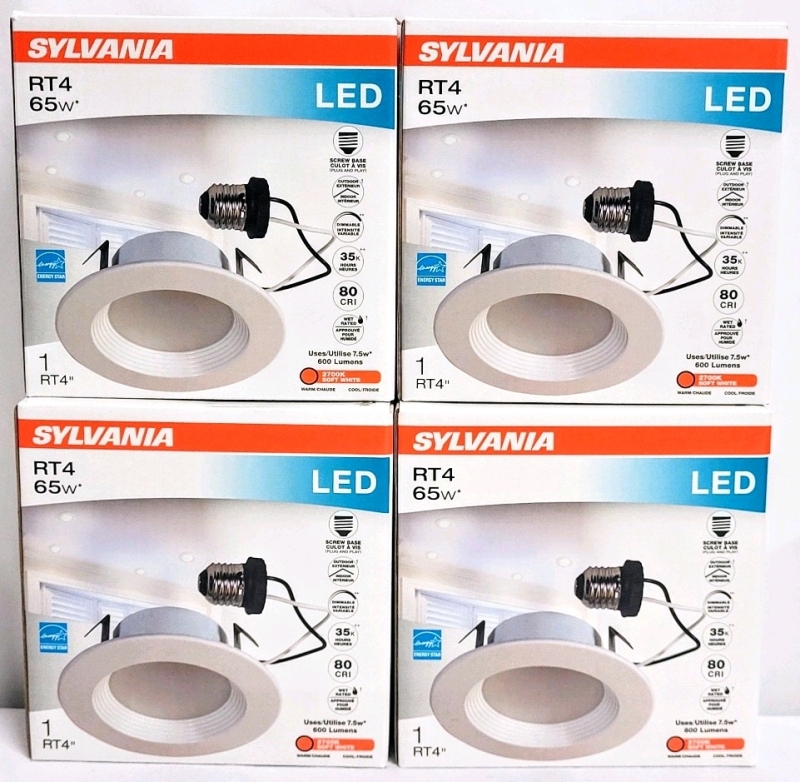 4 New SYLVANIA 4" Recessed Downlight Kits | Model 40616-0 | Retails for Over $100