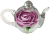 Dynasty Gallery Heirloom Collectibles Pink Rose Teapot Art Glass Paperweight | 3" Tall