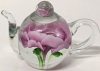 Dynasty Gallery Heirloom Collectibles Pink Rose Teapot Art Glass Paperweight | 3" Tall - 2