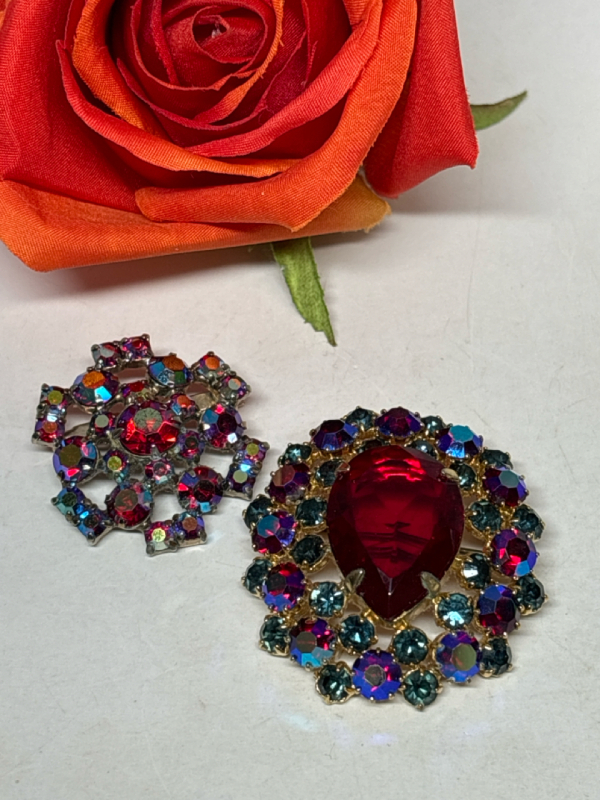 Two Beautiful Rhinestone Vintage Brooches