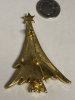 Green enamel + Rhinestone Christmas Tree Vintage Brooch. - 4