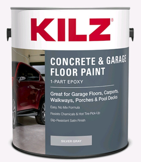 New | Kilz Colour: Silver Gray | 1-Part Epoxy Acrylic Concrete & Garage Floor Paint | * Retails For Over $100 *