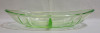 Vintage Uranium Glass Divided Nut / Candy Dish . Measures 1 5/8" tall & 9 1/4" wide . Small minor tiny chips / niks on bottom edge - 3