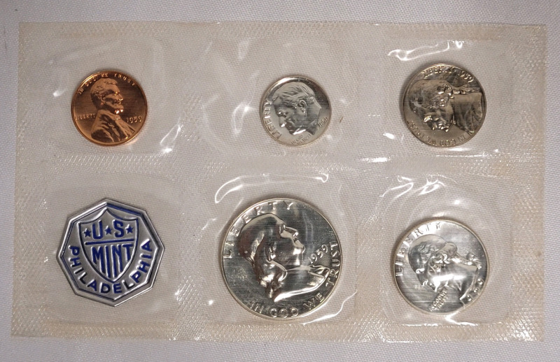 1959 United States Silver Coin Set , Philadelphia Mint . Sealed , Uncirculated