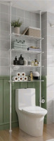 New | DYN Ptah White Bathroom 4 Tier, Over-The-Toilet Organizer | With Adjustable Floor to Ceiling Storage Shelves | Measures 65" - 116" Tall | * Retails For $146.55 *<br/>