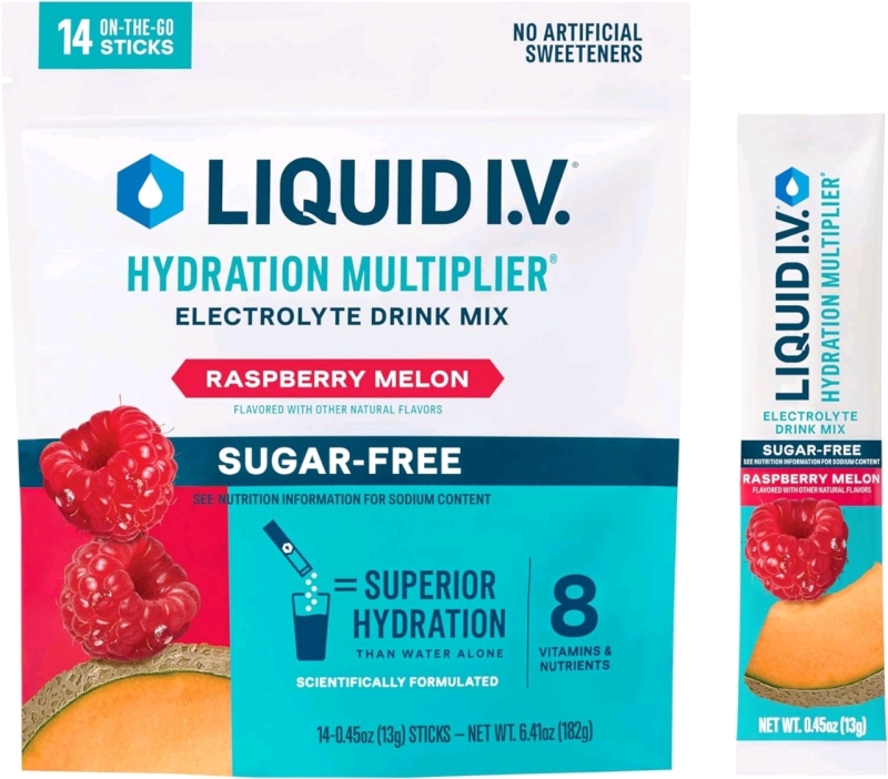 New LIQUID IV Raspberry Melon Hydration Multiplier Electrolyte Drink Mix | 14 Sticks 13g ea