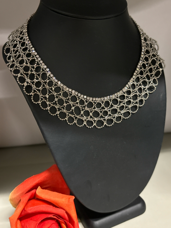 Lace Rhinestone & Roped Collar Choker Modern Necklace Delicate and Beautiful