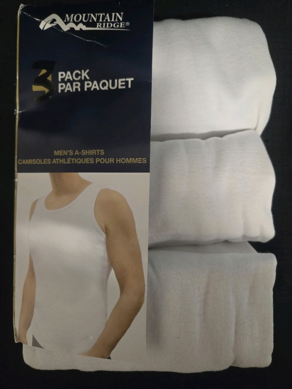 3 Pack New | Mens Size Large Mountain Ridge Plain White Tank-Tops | #52427