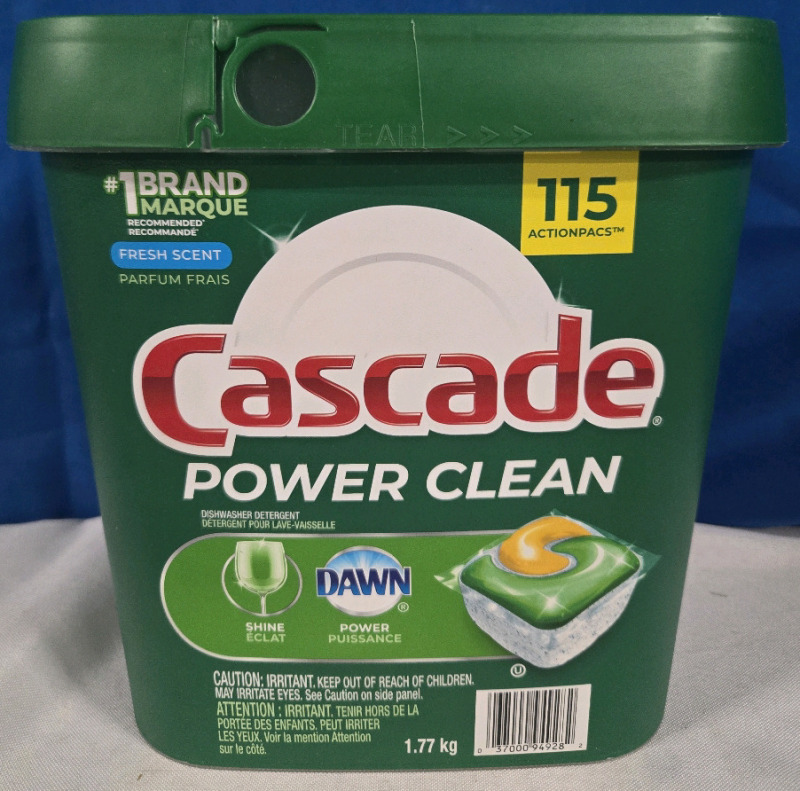 115 Pack New | 1.77KG Tub Of Cascade Power Clean Dishwasher Pucks/ Actionpacs