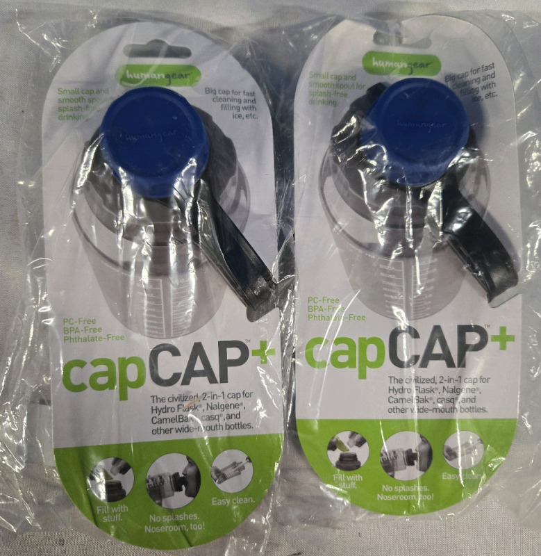 2 New | Humangear CapCAP+ Colour: Blue | Converts Wide-Mouth Openings | Secure Easy Open<br/>