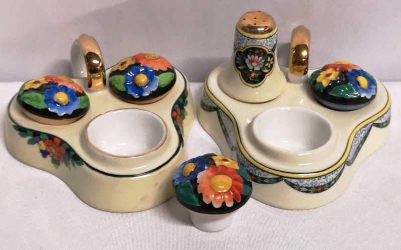 Noritake Condiment Trays - Salt & Pepper Shakers - Japan