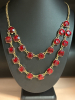 Double Cab Rhinestone Necklace Rich Bead Necklace Enamel Pierced Earrings - 3