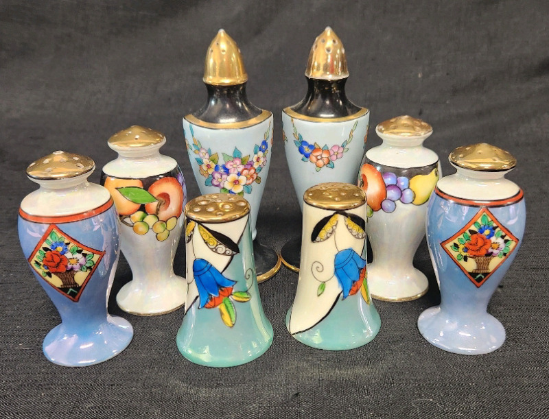 4 vintage Lusterware salt and pepper shaker sets