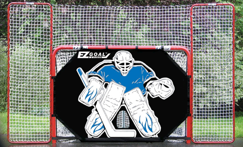 New - EZgoal 2" Folding Steel Hockey Goal with Backstop . Measures 6ft×4ft . Some Assembly Required . Stock photos used . Open Box , Taped Closed .