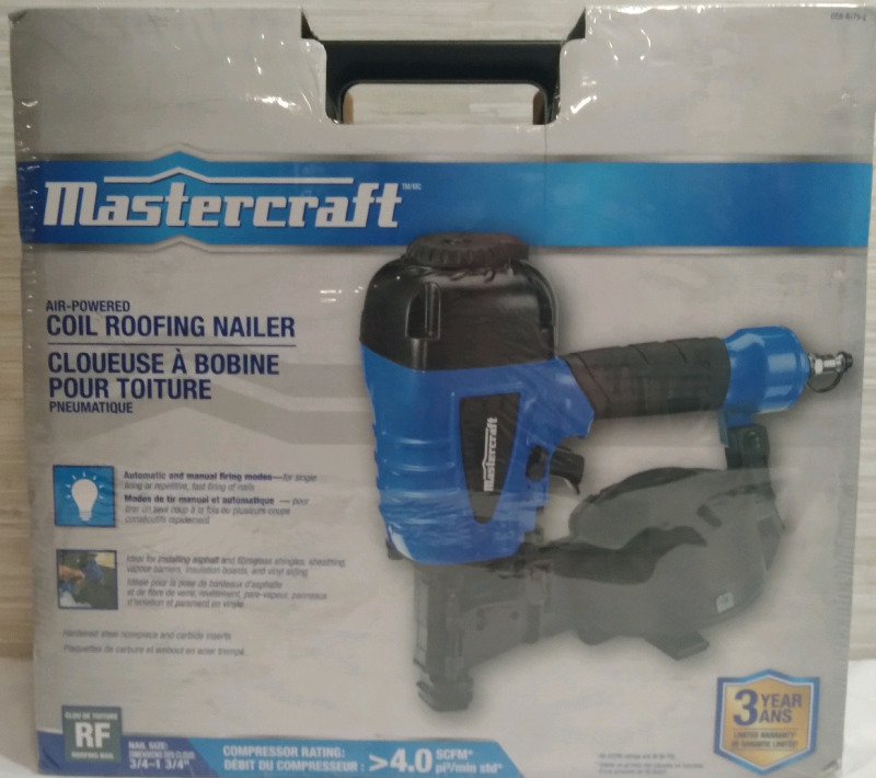 New Mastercraft Air Powered Coil Roofing Nailer