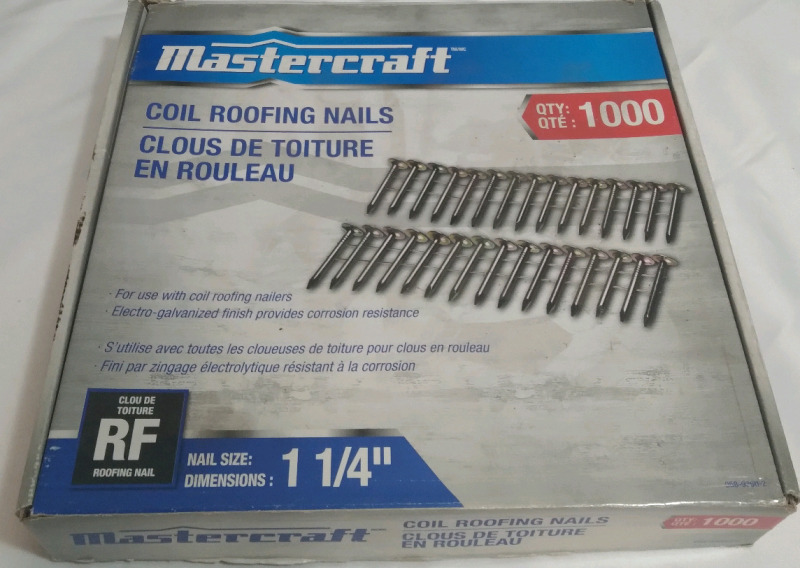 New Mastercraft 1x14" Coil Roofing Nails 1000