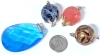 Glass & Art Glass Pendants & Charms | Gradient Blue Teardrop Prism, Gold Foil, Faceted Translucent Peach & Stormy Blues - 7