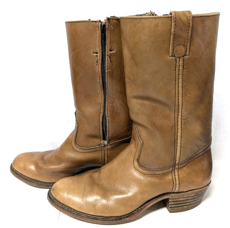 Unknown Size | Leather Cowboy Boots w Zip-Up Sides Made in Canada