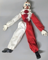 Vintage Handmade Wooden Jointed (Horrifying!) Clown Marionette | 17" Long