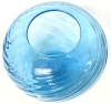 Large Spiral Lightly Ribbed Translucent Blue Glass Vase | 9.15" Tall - 2