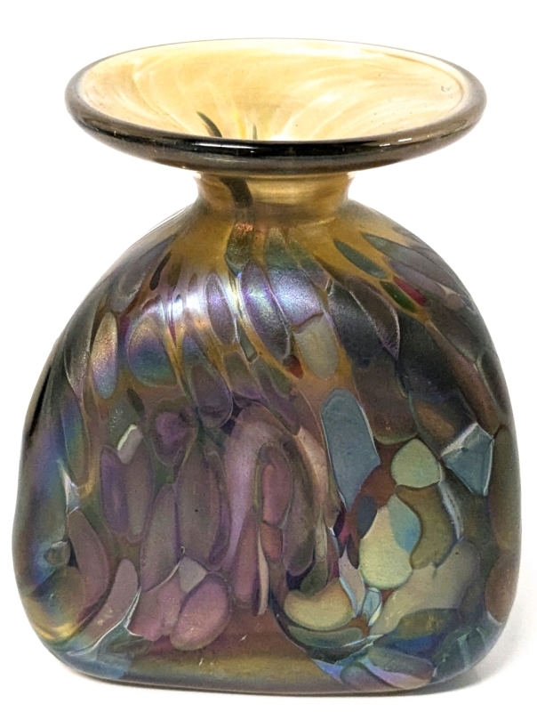 Stunning Iridescent Art Glass Bud Vase | 3.9" Tall