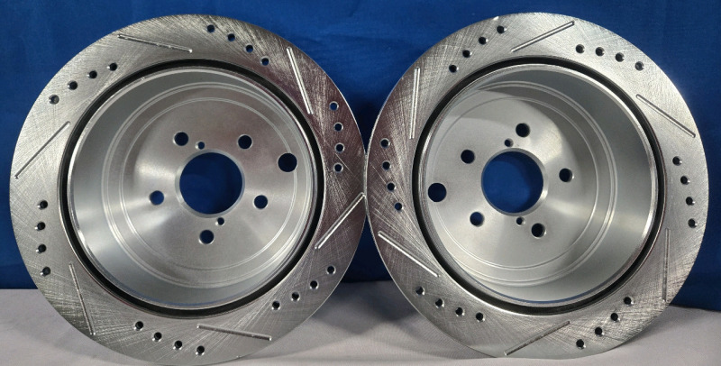 2 New | Drilled/Slotted Rear Brake Rotors Driver & Passenger Side | Rotor Diameter 11.5" Wide / Hole Diameter 2"