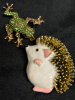 Unique Hedgehog Quilled Brooch Green Rhinstone Leaping Frog Brooch - 6