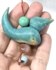 Fantastic Signed Handmade Ceramic Folk Art Ceramic Cat Wing Chime w Bird Clapper | Cat: 8.25" Long - 2