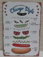 New Chicago Style Hot Dog Metal Sign - 12" X 8"