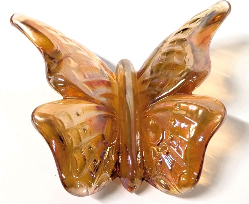 Unusual Vintage Carnival Glass Butterfly | 4" x 3.5"