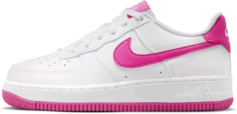 New "Big Kids" Size 4Y | NIKE Air Force 1 (GS) | White / Laser Fuschia FV5948 | Retails for Over $100!