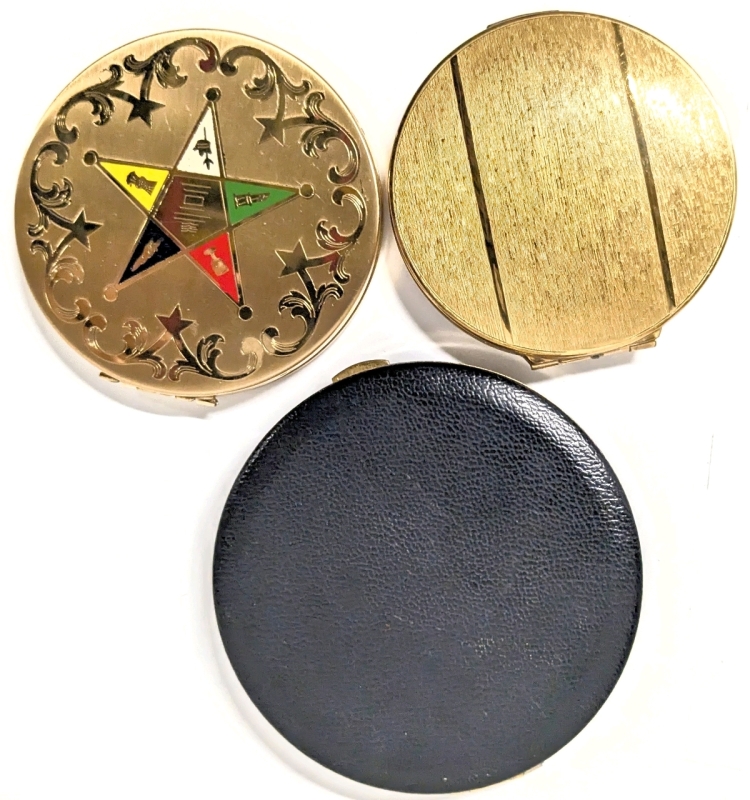 3 Vintage Powder Compacts | Stratton, Lin-Bren, Elgin American | 2.75" - 3.25" Diameter